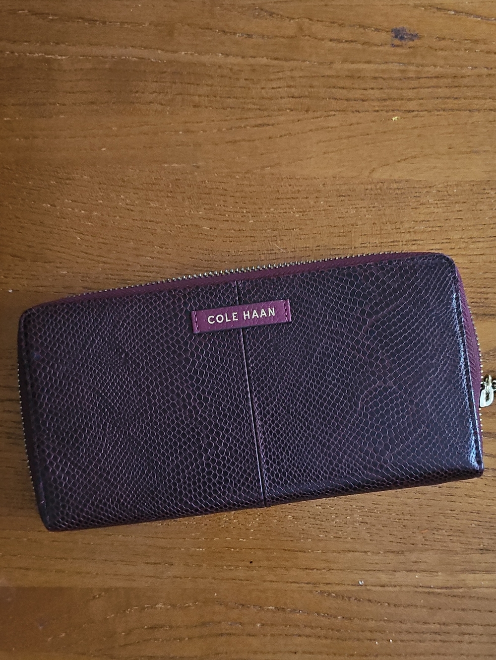 Cole Haan Women's Plum Textured Zip Wallet